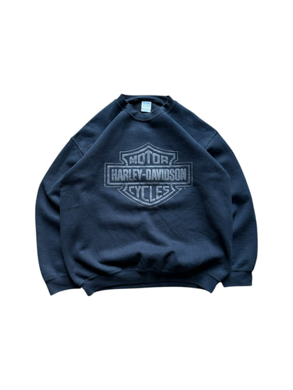 Gildan Sweatshirt late 90s-early 00s Harley Davidson Logo Made in Honduras Schwarz L