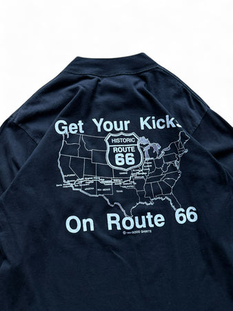 Vintage Good Shirts Longsleeve 1994 Route 66 "Get your kick" Made in USA Single Stitch Schwarz L