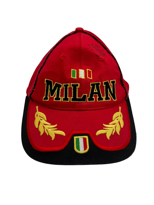 Vintage Racing Cap Milan Italy Rot Schwarz