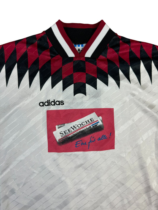 Vintage Adidas Trikot Georgien 94/96 Template Mit Werbung Für "Seewoche" #6 Weiß Rot (152) XS-S