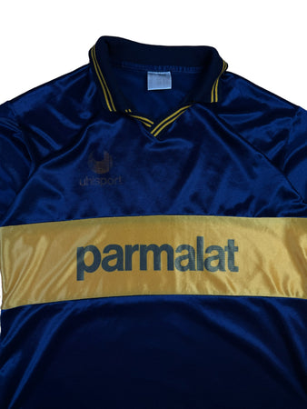 Vintage Uhlsport Trikot Parmalat Sponsor Made In Argentinien Dunkelblau Gelb M-L