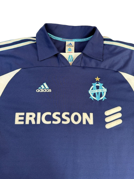 Vintage Adidas Trikot Olympique Marseille 1999 - 2000 Away Ericsson Dunkelblau L