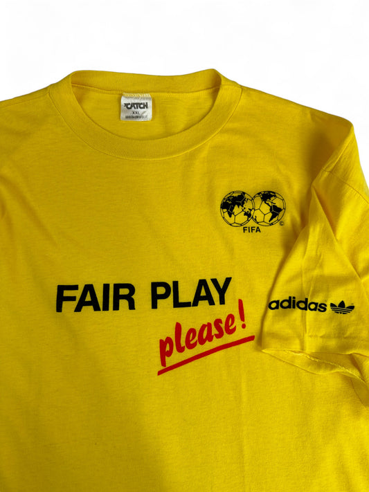 Vintage Adidas Shirt Fifa Fair Play 90s Single Stitch Gelb XL-XXL