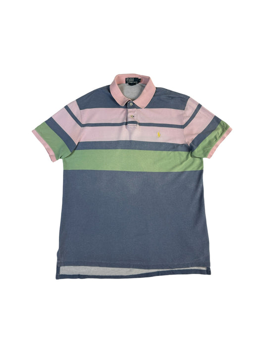 Ralph Lauren Poloshirt Custom Fit Gestreift Grün Rosa XL