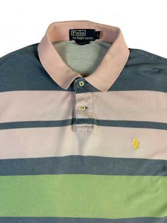 Ralph Lauren Poloshirt Custom Fit Gestreift Grün Rosa XL