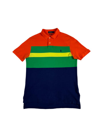 Ralph Lauren Poloshirt Gestreift Blau Grün Orange L