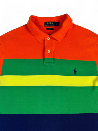 Ralph Lauren Poloshirt Gestreift Blau Grün Orange L