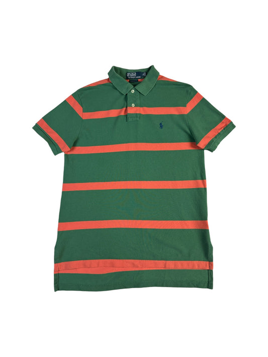 Ralph Lauren Poloshirt Custom Fit Gestreift Grün Orange M