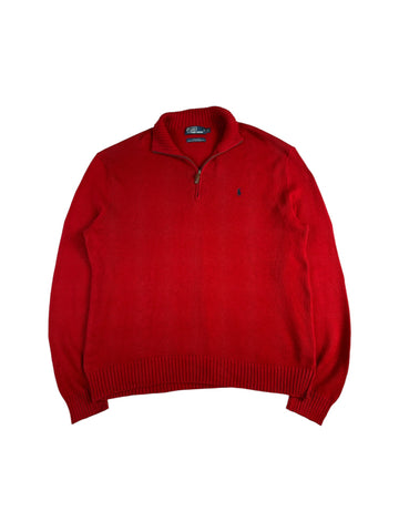 Ralph Lauren Strickpullover Basic Quarter Zip Troyer Rot XL