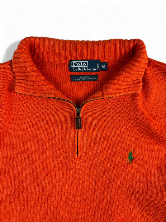 Ralph Lauren Strickpullover Basic Quarter Zip Troyer Orange M