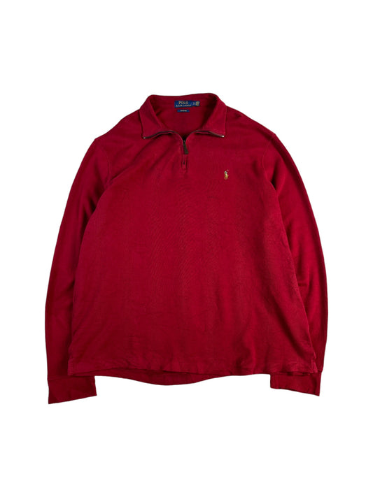 Ralph Lauren Strickpullover Quarter Zip Troyer Rot L