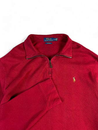 Ralph Lauren Strickpullover Quarter Zip Troyer Rot L