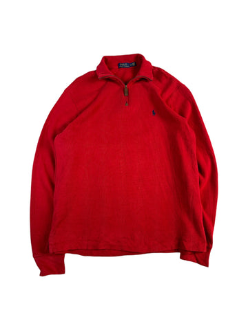 Ralph Lauren Strickpullover Basic Quarter Zip Troyer Rot M