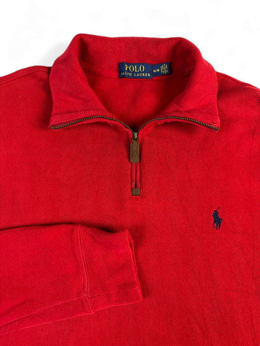 Ralph Lauren Strickpullover Basic Quarter Zip Troyer Rot M