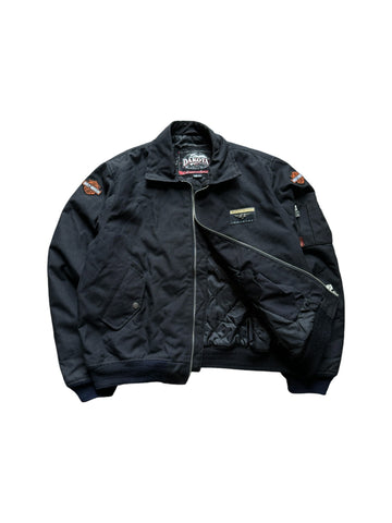 Vintage Dakota Industry Blouson 90s Mit Harley Davidson Patches Schwarz XXL