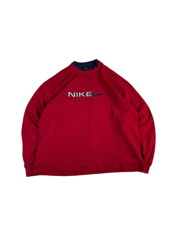 Vintage Nike Sweater 90s Spellout "Authentic Athletic" Doppelkragen Rot L