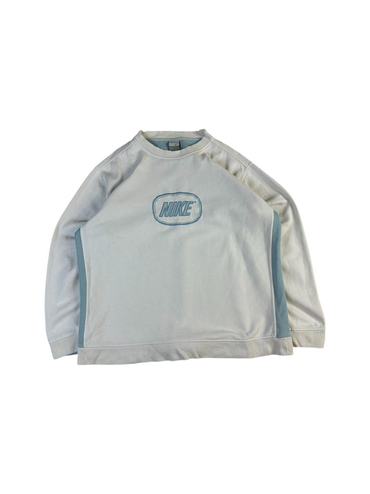 Nike Sweater 2000s Spellout Distressed Babyblau L