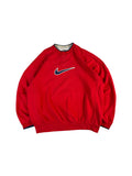 Vintage Nike Sweater Big Swoosh 90s Made In Singapore Rot L