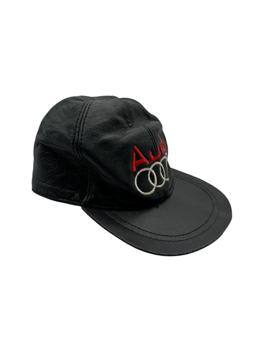 Vintage Audi Cap 90s Leder Look Schwarz One Size