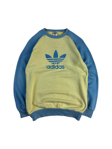 Vintage Adidas Sweater 80s Made In Ireland Two Tone Hellgelb Hellblau (176) S-M