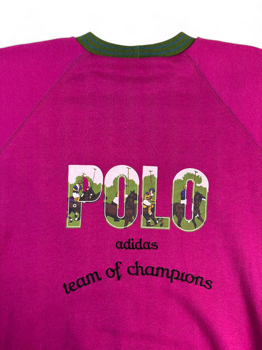 Vintage Adidas Sweater 90s "Polo- Green Field" Lila Grün (4) M-L