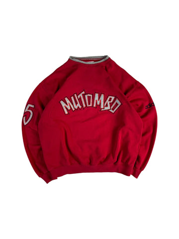 Rare! Vintage Adidas Sweater 90s NBA Dikembe Mutombo #55 Made In Hong Kong Rot L