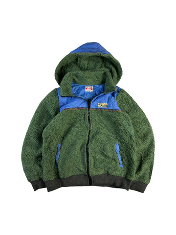 Vintage Titicaca Sherpa-Fleecejacke Mit Kapuze 90s Japanese Brand Grün Blau XS-S