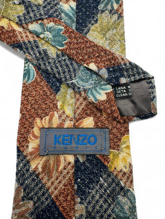 Vintage Kenzo Krawatte 90s Floral Print Wolle&Seide Bunt