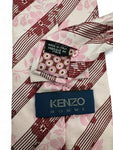 Vintage Kenzo Krawatte 90s Made In Italy Seide Floral Print Rosa Rot