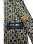 Vintage Celine Krawatte 90s Seide Made In Spain Gelb Schwarz