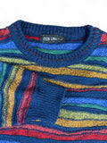 Vintage Enzo Lorenzo Strickpullover 90s Wellenmuster Made In Italy Bunt 52