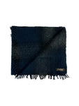 Vintage Schal 90s Shetland Wolle Handwoven Kariert Blau Schwarz