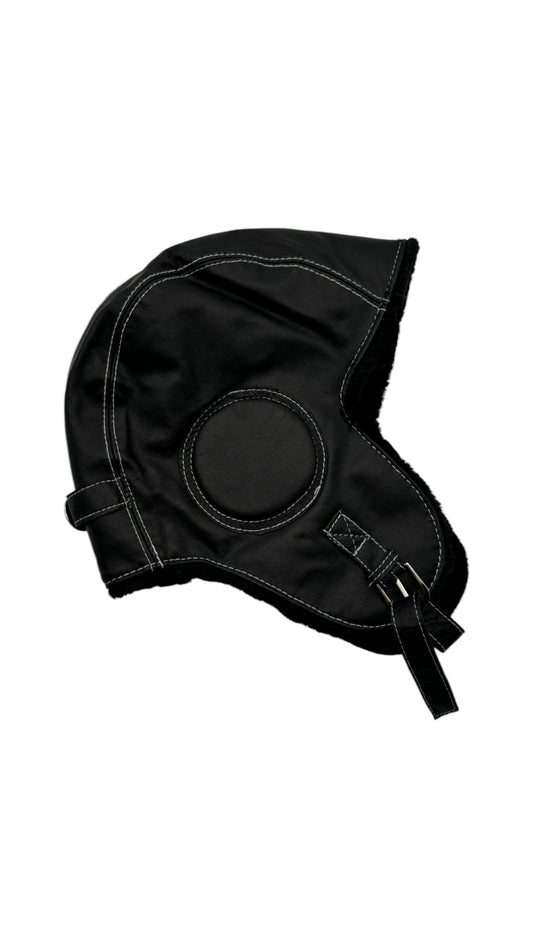 Mc Burn Aviator Hood Fliegermütze Ziegenleder Schwarz 57