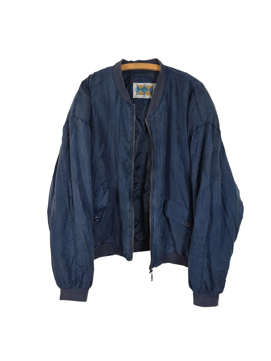 Vintage Astor Seidenblouson mit Wattierung Blau XL-XXL