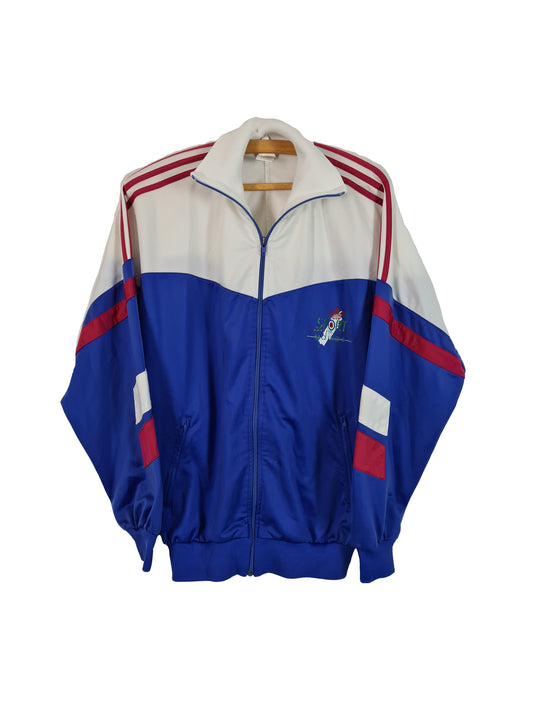 Rare! Adidas Sportjacke Print Made in Singapore Blau Weiß Rot M