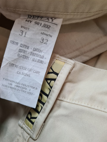 Made RareRags Beige Italy in Replay Hose L32 W31 –