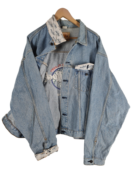 Vintage Hard Rock Cafe Jeansjacke Miami Hellblau XXL