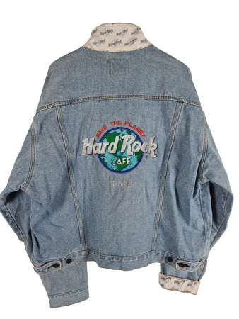 Vintage Hard Rock Cafe Jeansjacke Miami Hellblau XXL