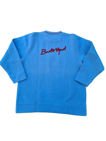 Y2K Bad+Mad Sweater Backlogo Bestickt Oversized Hellblau M