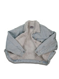 Rare! Vintage Levi's Sherpa Teddyfell Jacke/Jeansjacke Polokragen Hellblau/Eisblau M