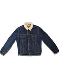 Moderne Levis Jeansjacke Sherpa mit Teddyfell Dunkelblau M