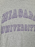 Rare! Vintage Champion Shirt Niagara University Made in USA Bedruckt Grau L-XL