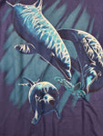 Vintage Harlequin Shirt Dee Smith 1992 Nature Graphic Delfin Blau S-M