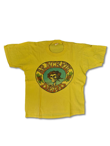 Rare! Vintage Grateful Dead Shirt Skelleton Roses 70s Yellow M