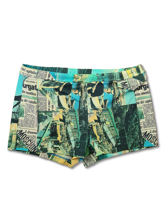 Moderne Moschino Badehose Zeitungsprint Bunt S-M