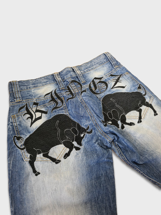 Y2K Kingz Jeans Bullen Bestickt 32