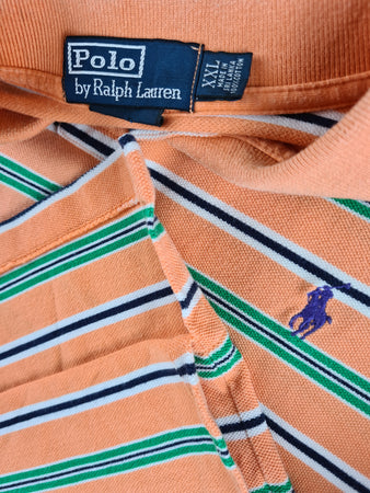 Modernes Ralph Lauren Poloshirt Gestreift Lachs Grün XXL