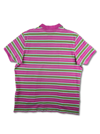 Modernes Ralph Lauren Poloshirt Custom Fit Gestreift Rosa Grün XXL