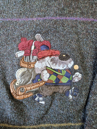 Vintage Baffo Strickjacke Golf Stickerei Mohairanteil S-M