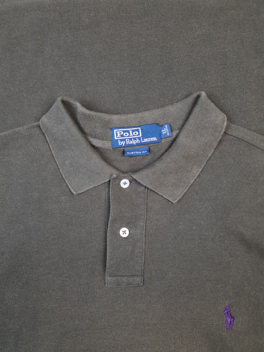 Modernes Ralph Lauren Polo-Shirt Langarm Custom Fit Basic Braun XL